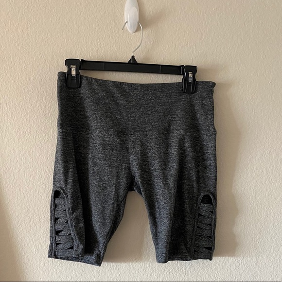 Grey Cutout Biker Shorts 